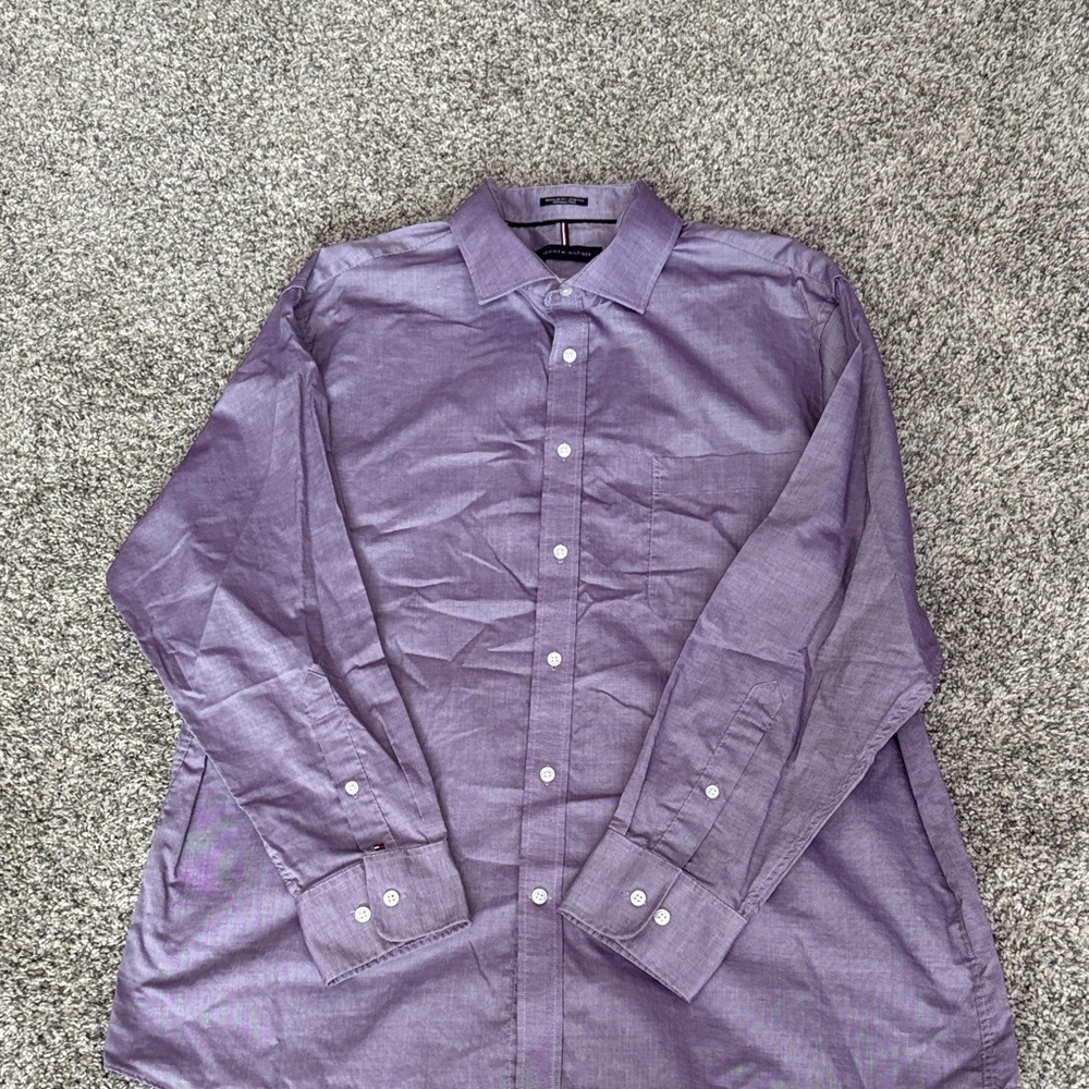 Tommy Hilfiger Lavender Button-Front Dress Shirt